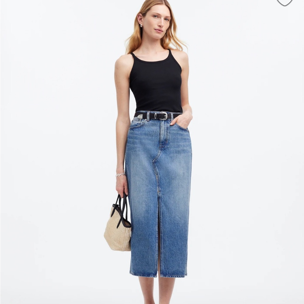 Madewell Rilee Denim Midi Skirt in Enmore Wash | Size 31 (Runs Big) NWT